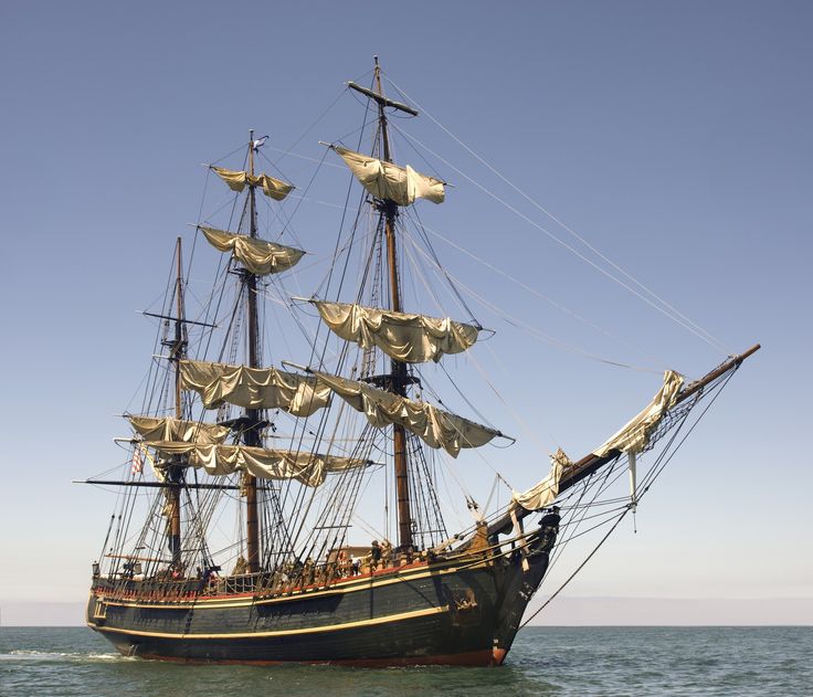 an old pirate ship sailing in the ocean on a sunny day stock photo - 9579