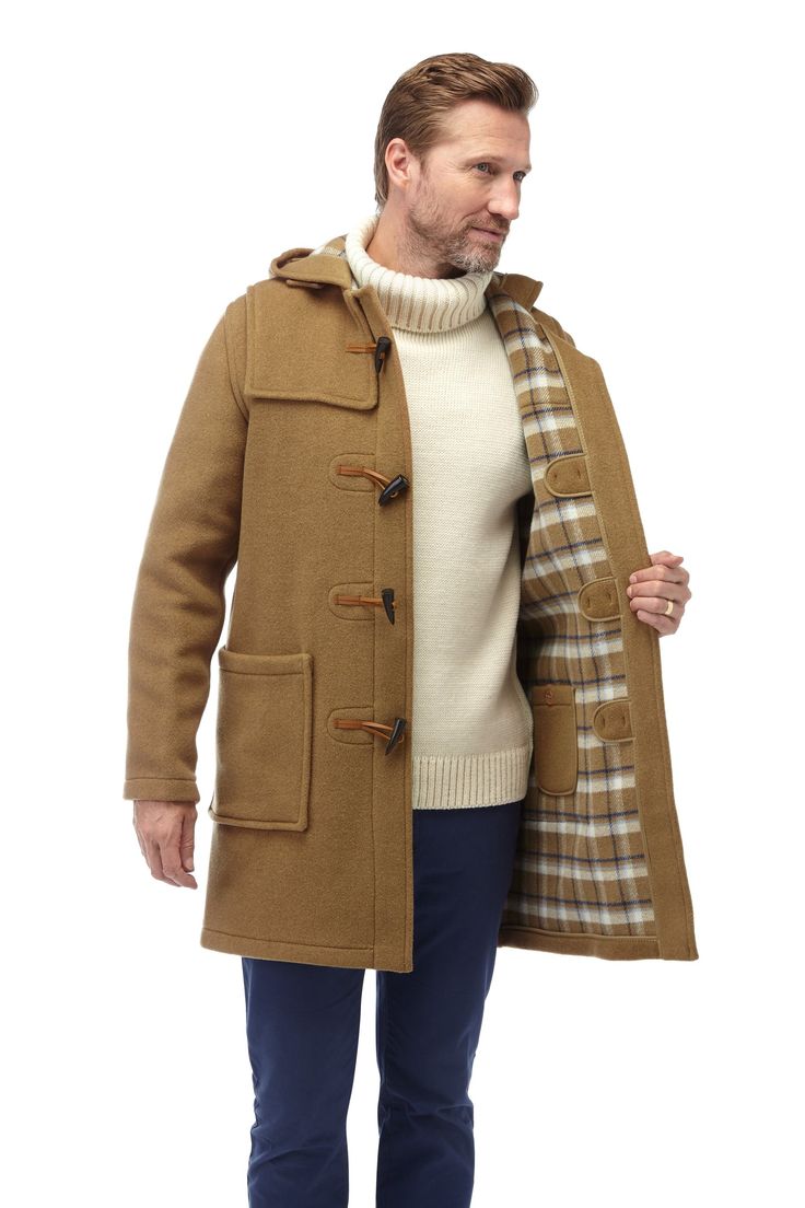 Camel Mens Duffle Coat, Duffel Coat, Woolen Sweaters, Duffle Coat, Winter Jacket Men, Boiled Wool, Coat Design, Cashmere Coat, Wool Fabric