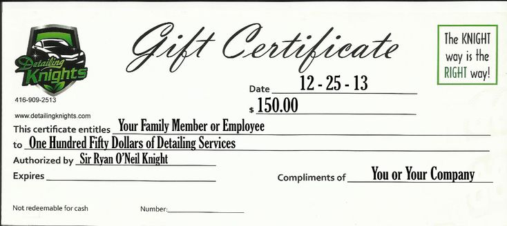 a gift certificate is shown in black and white