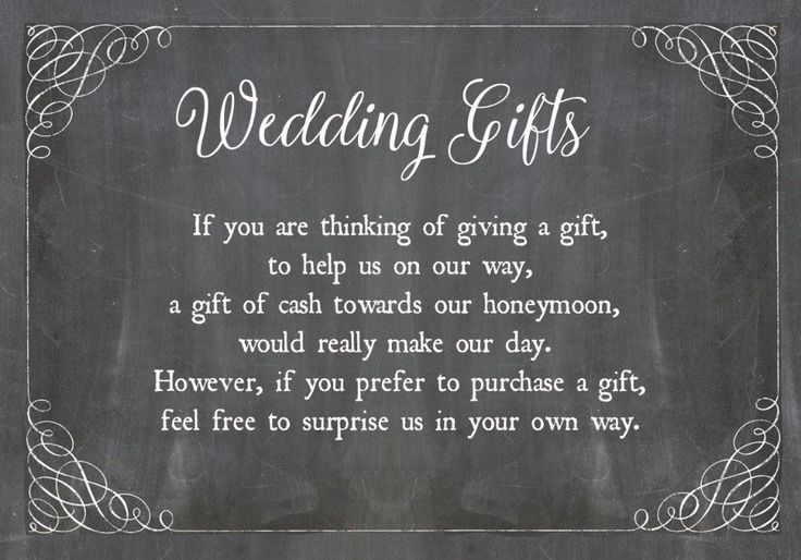 a wedding gift poem written in chalk on a blackboard