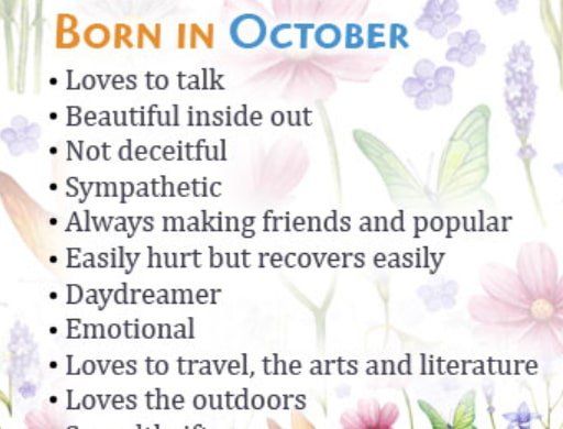 a poster with flowers and the words born in october written below it, on a white background