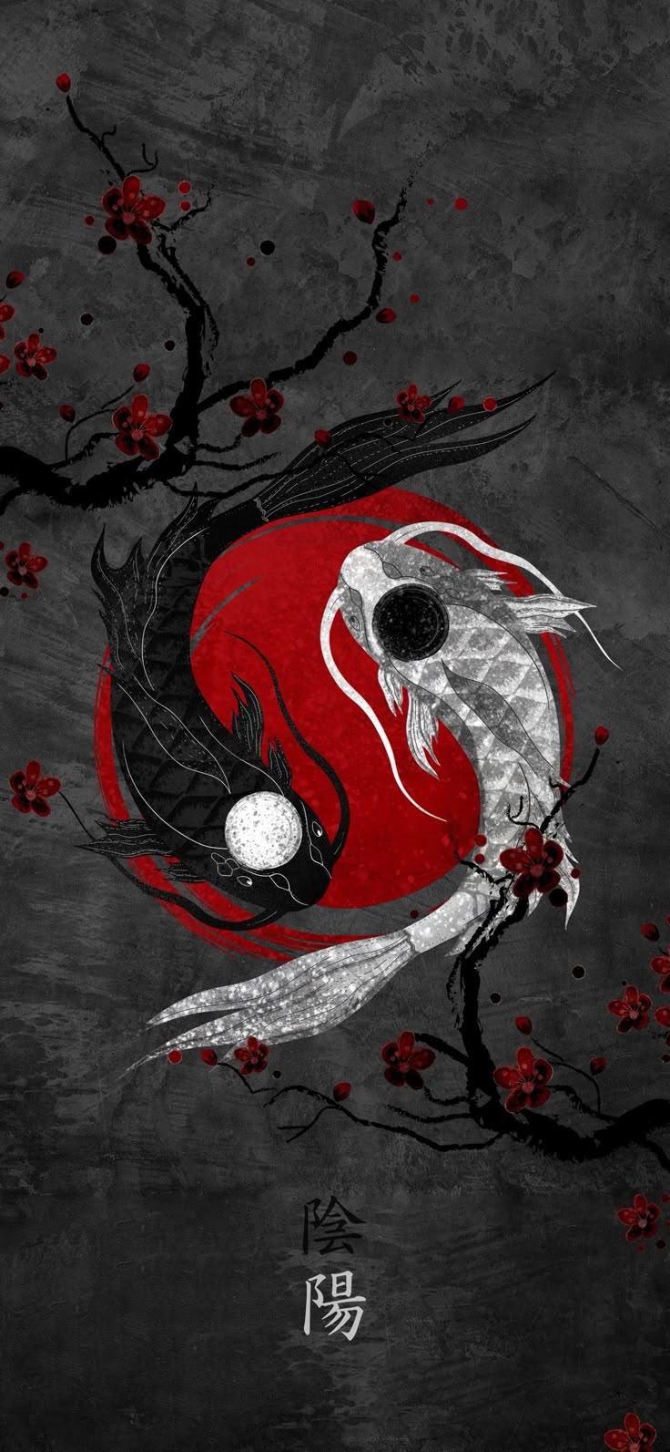 portrait display #vertical Yin and Yang #artwork #minimalism digital art #2K #wallpaper #hdwallpaper #desktop Wallpaper Iphone, Wallpapers, Fish, Iphone, Red, White, Black, Art