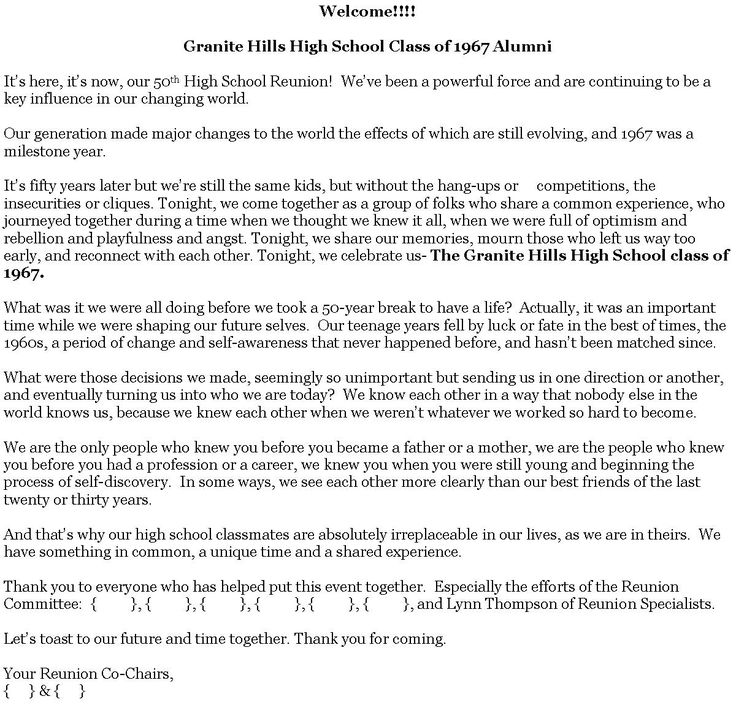 a letter from the school requesting that students are welcome to their high school class or college