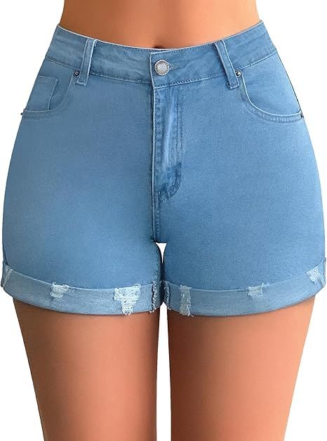 Item No. 786133 This jean shorts made of breathable and comfy denim fabric, which create a great wear experience for you Constructed with mid-rise, summer short jeans feature unique distressed designs in the hemline, taking the daily look up a notch effortlessly The rolled cuff creates a definite separation from the shorts to your legs, making you look even more extraordinary Match these classic 9 pockets shorts with tucked-in shirt or plain blouse to spice up your ordinary style Summer Mid-rise Stretch Jean Shorts, Stretch Jean Shorts In Medium Wash, Summer Stretch Mid-rise Jean Shorts, Stretch Mid-rise Jean Shorts For Summer, Trendy Jean Shorts For Summer, Fitted Mid-rise Jean Shorts For Summer, Trendy Fitted Distressed Jean Shorts, Summer Ripped High-waisted Jean Shorts, Ripped High-waisted Jean Shorts For Summer