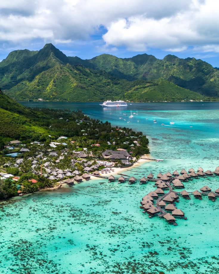 an aerial view of the resort and lagoons in borabuda national park