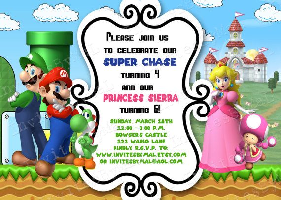 the mario and luigi birthday party is on display in front of a castle with princess peaches