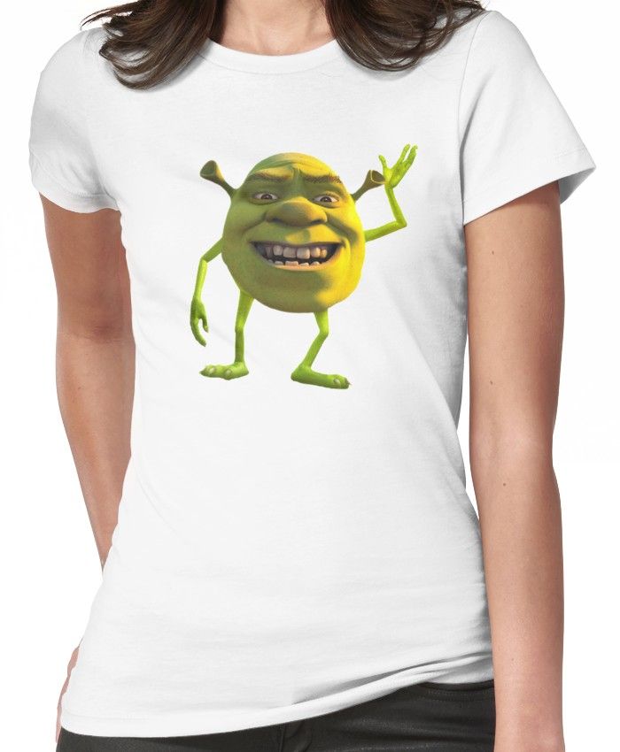 Shrek Wazowski Women's T-Shirt Shrek Wazowski, Cursed Shirts, Disney Style White T-shirt With Funny Print, Funny White T-shirt With Character Print, Funny Blue T-shirt With Cartoon Print, Meme Shirts Graphic Tees, First Day Outfit, Mike Wazowski, Area 51