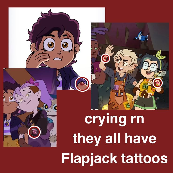 Toh Group Picture, Toh Flapjack Tattoo, Flapjack Tattoo The Owl House, The Owl House Fan Art, Flapjack Tattoo, Flapjack The Owl House, Gus Toh, Owl House Fan Art, Tattoo Owl