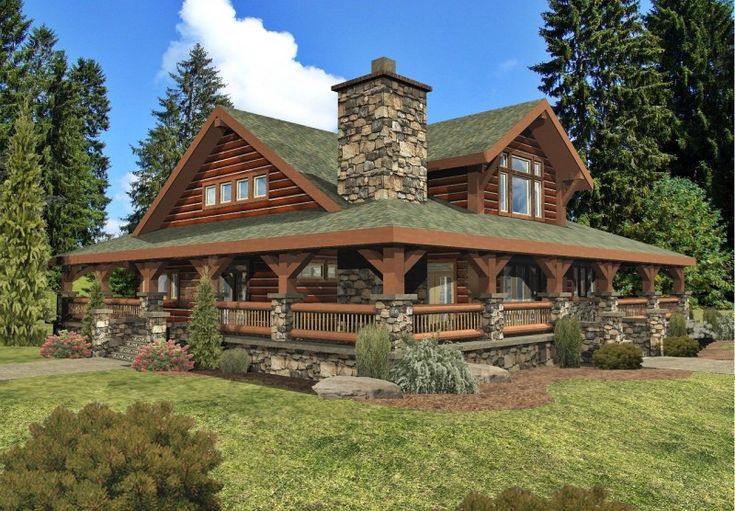 this is a computer rendering of a log home