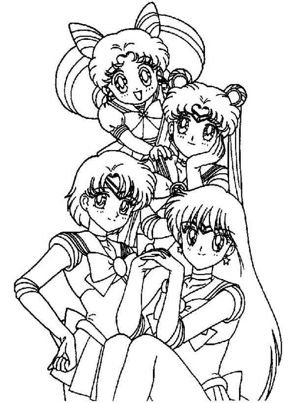 Chibi Sailor Moon and the Sailor Moon Guardian Coloring Page | Color ...