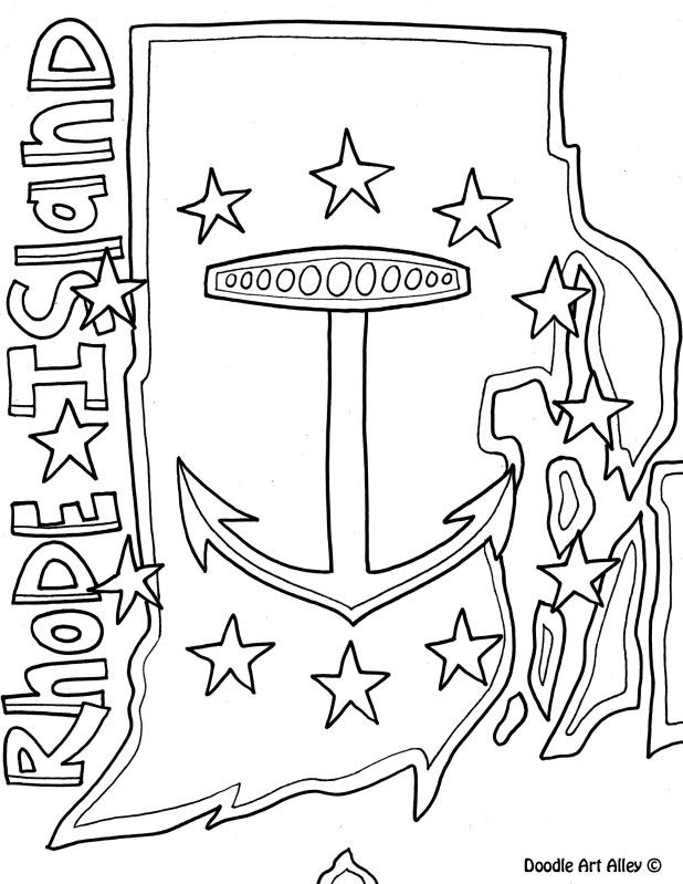 a coloring page with an anchor and stars