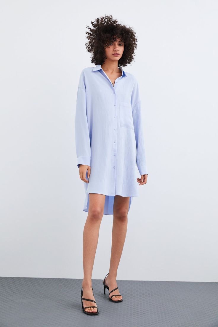 TEXTURED SHIRT - NEW IN-TRF | ZARA United States Textured Shirt, Change Language, Zara United States, Asymmetric Hem, Dress Details, Workout Shirts, Loose Fitting, Shirt Dress, Zara