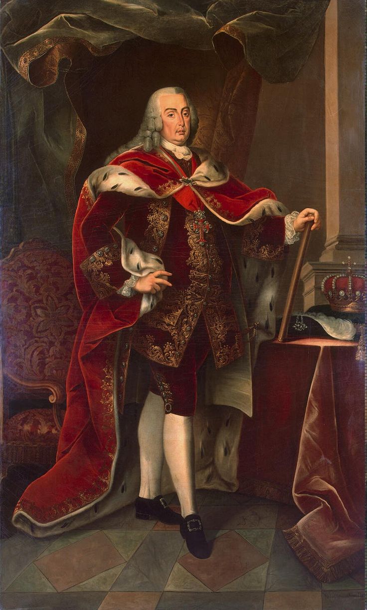 an old painting of a man in red and white