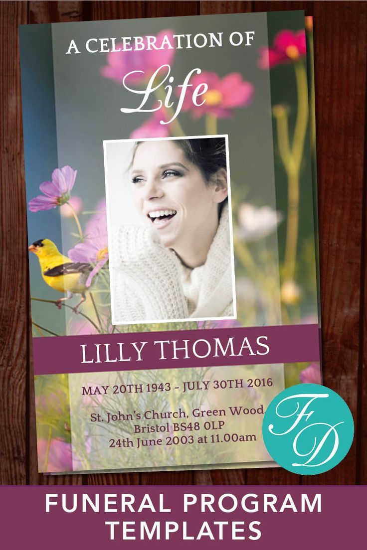 Wild Flowers Funeral Program Template | Celebration of Life Program ...