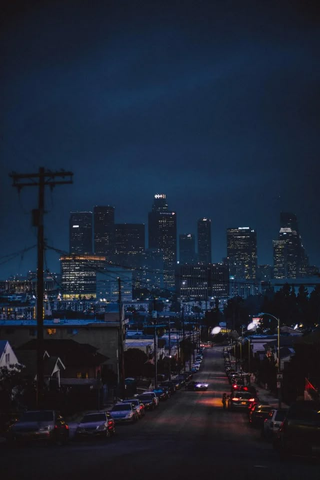 L.A. from north of downtown, on the left can be seen the Music Center ...