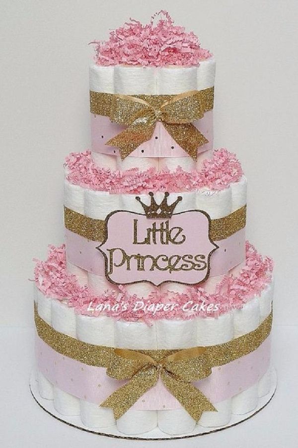 Vika's Creations Princess Diaper Cake | Baby shower centerpieces, Girl ...