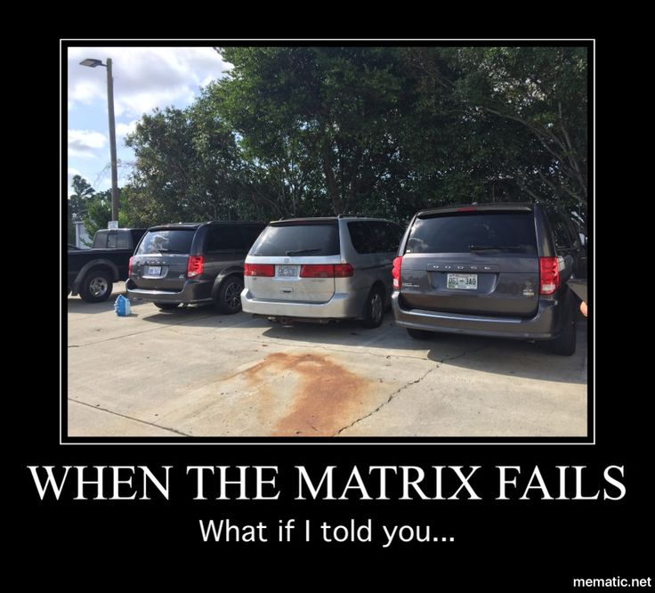 a group of cars parked in a parking lot next to each other with the caption when the matrix falls what if i told you