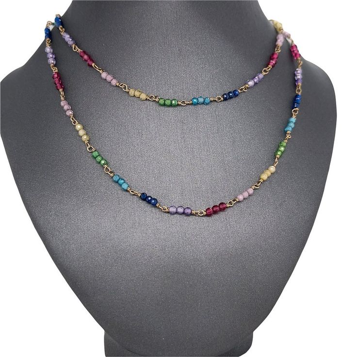 𝓦𝓮𝓵𝓬𝓸𝓶𝓮 𝓽𝓸 𝓛𝓲𝓸𝓷𝓱𝓮𝓪𝓻𝓽 𝓳𝓮𝔀𝓮𝓵𝓻𝔂 𝓢𝓱𝓸𝓹 ♥ Beautiful multi gemstone rainbow bead chain necklace, crafted in 14K Gold. Please check measurements below, items may appear larger on the screen. Kindly allow 1-6 weeks for delivery ♥ Made to Order ♥ Metal: 14K Gold ♥ Beads: Multi Gemstones ♥ Bead Measurements: 2mm ♥ Arrives Gift Ready in a Beautiful Jewelry Box. ♥ *STORE POLICY* We accept returns/exchanges within 7 days of delivery. You must notify us within 3 days of delivery so Bead Chain Necklace, Colorful Necklace, Gemstone Beaded Necklace, Necklace Diamond, Rainbow Beads, Bead Chain, Colourful Necklace, Lead Time, How To Make Beads