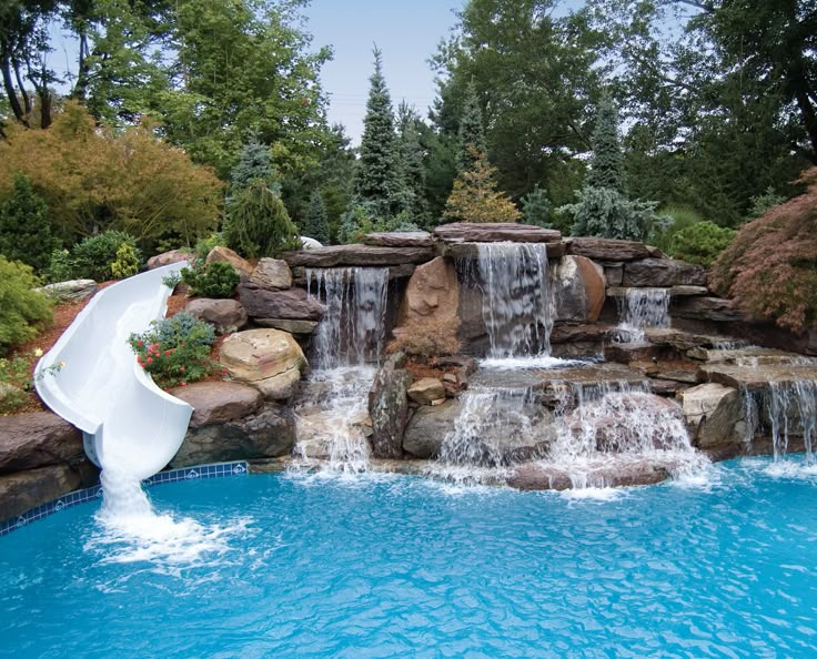 Fiberglass Pool Waterfall Slide & Custom Residential Water Slides at ...