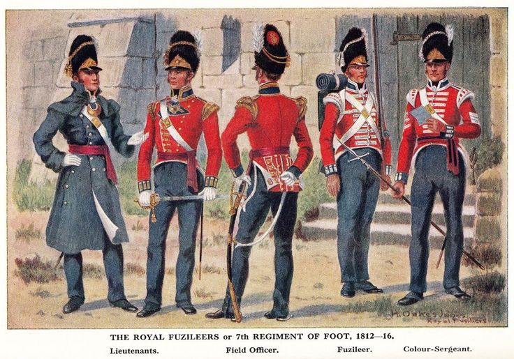 British; 7th Regiment of Foot(Royal Fuzileers), Lieutenants, Field Officer, Fuzileer & Colour-Sergeant, 1812-16. Alfred The Great, Parade Dress, Napoleonic Wars, British Army, Military Uniform, 18th Century, In The Heights, England, Google Search