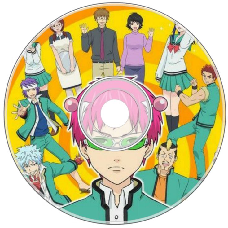 an anime dvd with many people around it