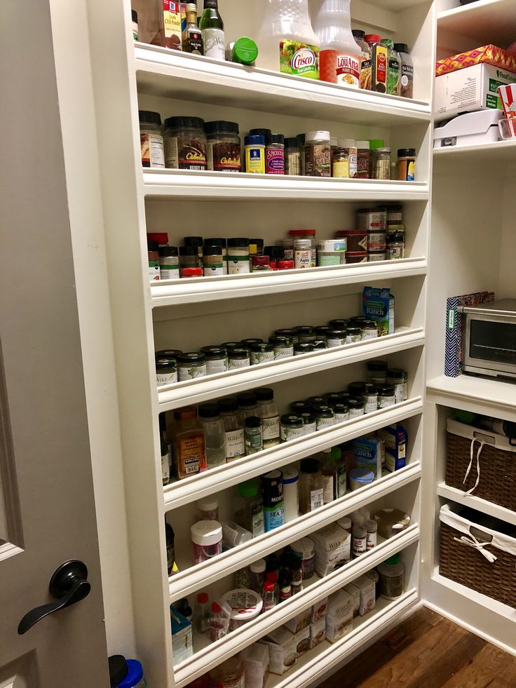 the pantry is stocked with all kinds of food