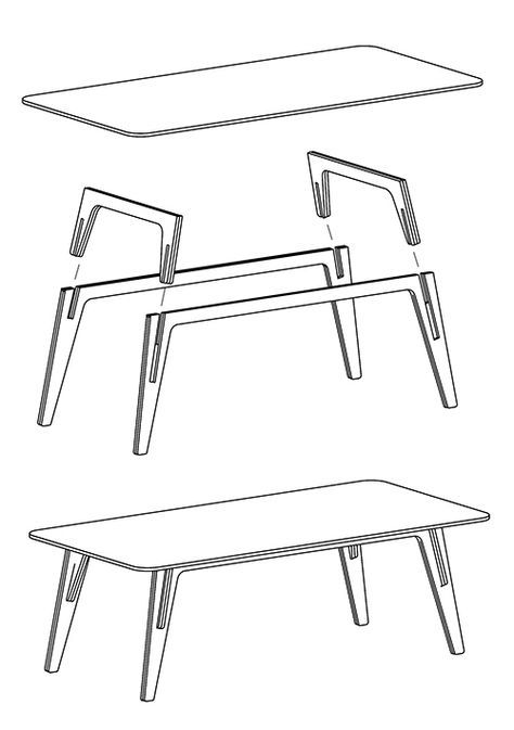 three tables with different shapes and sizes