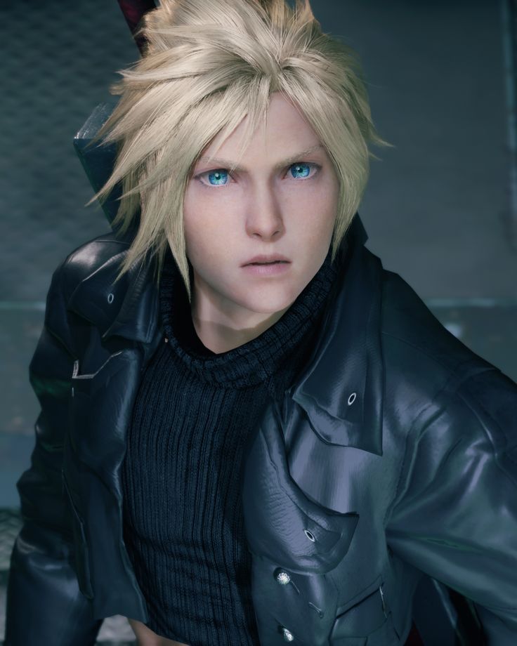 an image of a man with blonde hair and blue eyes wearing black leather jacket looking at the camera