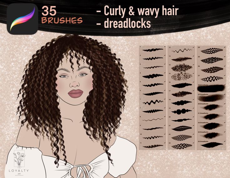 Procreate Resources, Blush Paint, Curly Hair Brush, Brush Procreate, Procreate Ipad Tutorials, Dry Curly Hair, Textured Curly Hair, Hair Brush Set, Ipad Tutorials