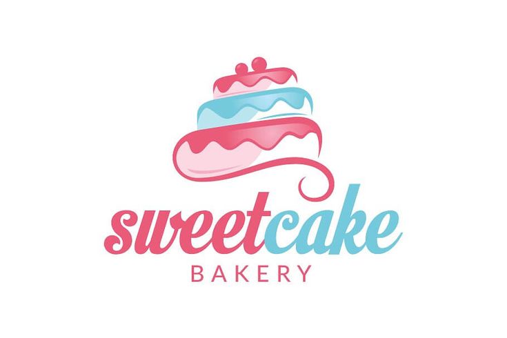 sweet cake bakery logo design with pink and blue icing