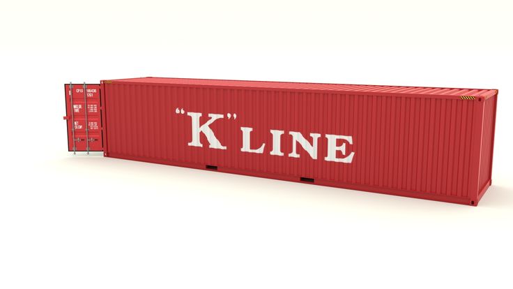 a red shipping container with the word kline painted on it