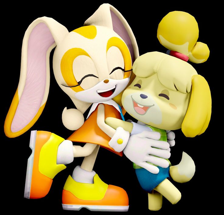 an image of two cartoon characters hugging each other on a black background in the style of sonic and tails