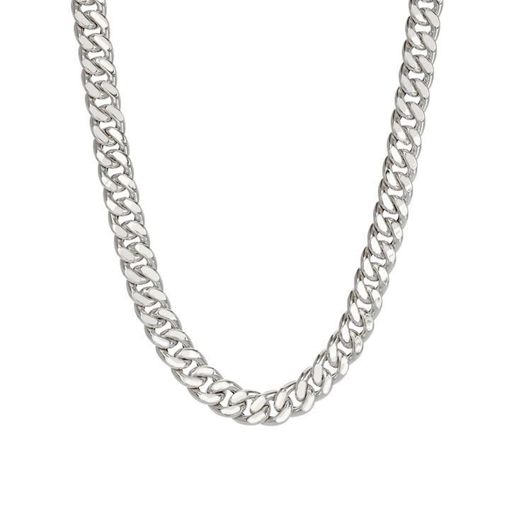 "This finely handcrafted Cuban link chain necklace is which is entirely composed of 14K solid gold finished with a lobster claw clasp. The links to this particular chain are semi-hollow which will not dent. NOTE: This item is available in longer or shorter length options and can be customized to fit your own personal diamond. Kindly email us for pricing and details. ♦ Total Length: available in your choice of 16, 18, 20, 22, 24, 26 or 30 inches ♦ Link Dimensions: approximately 6mm (W) x 7mm (L) Elegant Silver Cuban Link Necklace, Sterling Silver Chunky Cuban Link Necklace, White Gold Cuban Link Chain Necklaces, White Gold Link Necklace With Solid Construction, White Gold Cuban Link Chain Necklace For Formal, White Gold Cuban Link Chain Necklace For Formal Occasions, Formal Cuban Link Chain Necklace In White Gold, Elegant White Gold Cuban Link Curb Chain Necklace, Luxury White Gold Curb Chain Necklace