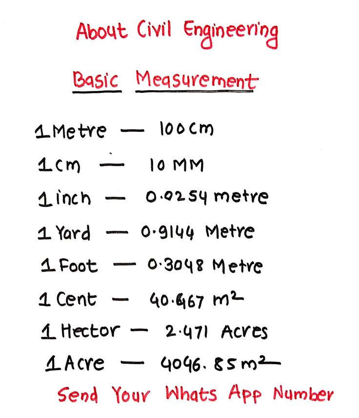 a white paper with red writing on it that says, about civil engineering basic measurement