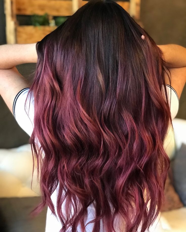 Red Balayage/color melt Hair with dark brown roots Color Melt Hair, Color Melts, Color Melting Hair, Brown Ombre Hair Color, Trench Warfare, Red Balayage, Color Melt, Brown Ombre Hair, Balayage Hair Dark