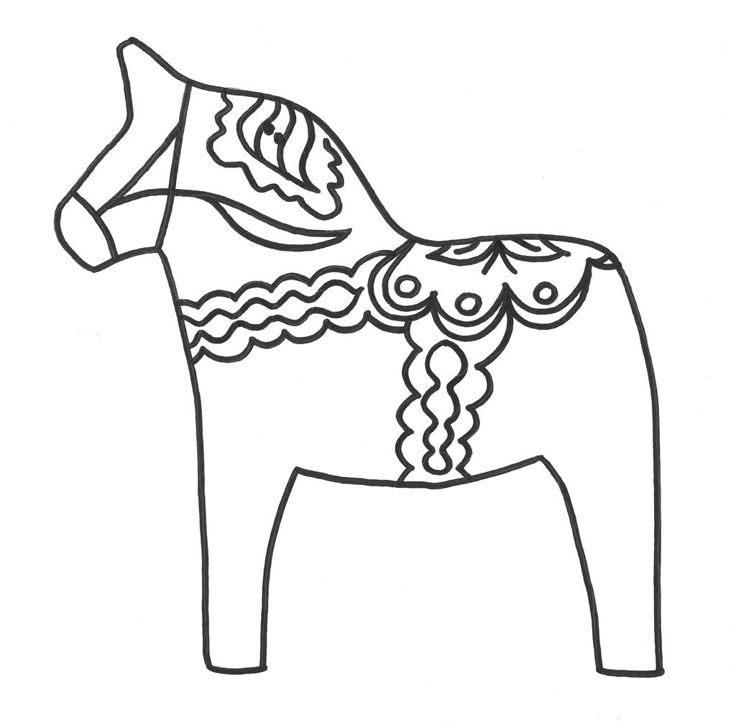 a black and white drawing of a horse with braids on it's mane