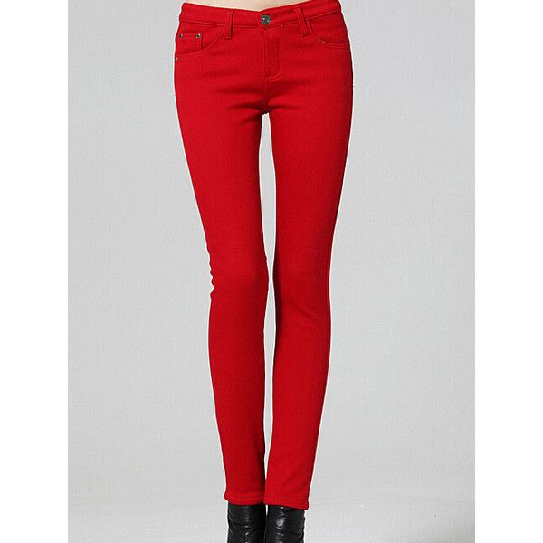 Red Plain Mid Waisted Warm Skinny Pants ($25) ❤ liked on Polyvore featuring pants, red trousers, skinny pants, red skinny pants, red pants and skinny trousers Red Trousers, Red Pants, Trousers, Streetwear Brands, Independent Design, Luxury Fashion, Pants, Red