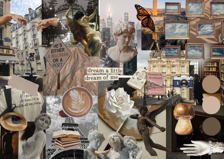 a collage of images with different things in them including books, pictures and words