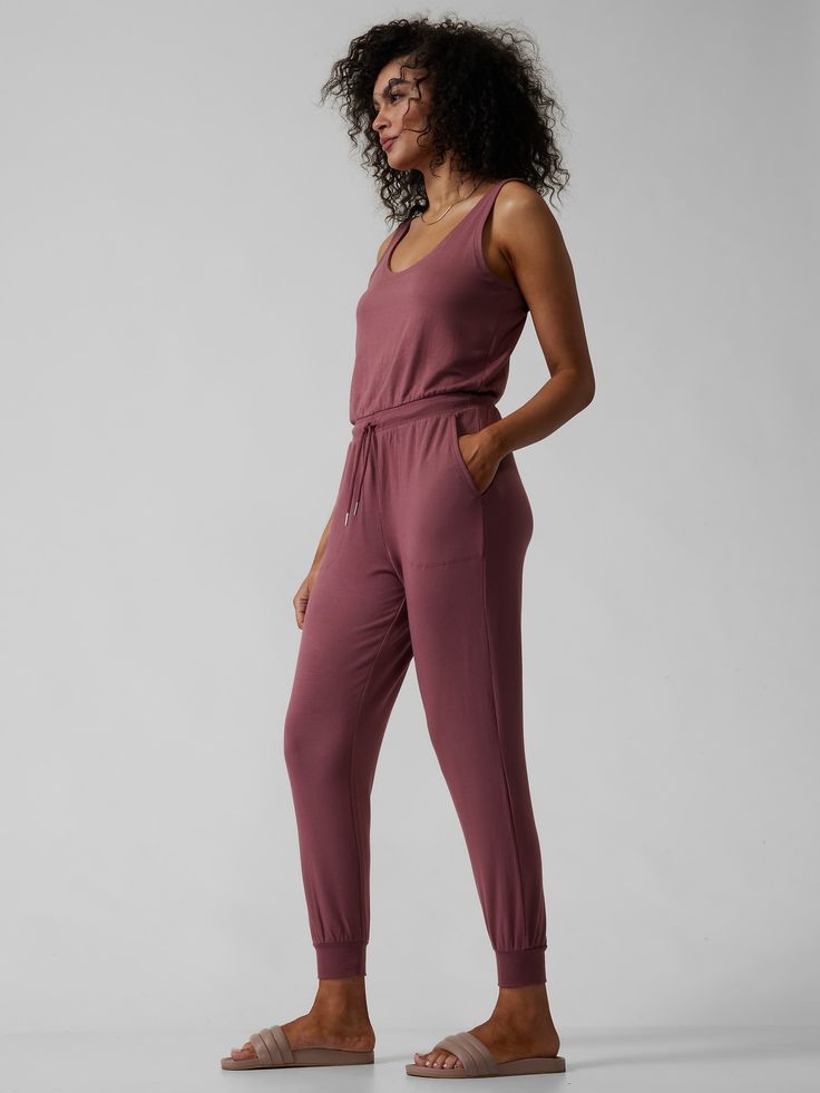 FOR: Layering up to and from your workout or lounging FEEL: Lightweight French Terry feels incredibly soft on the skin FAVE: Adjustable bungee cords on waist make your fit easy to customize� Semi-fitted, skims easily over the body One piece long ro Athleisure Activewear For Lounging With Drawstring, Athleisure Activewear With Drawstring For Lounging, Stretch Drawstring Lounging Activewear, Stretch Activewear With Drawstring For Lounging, Jumpsuit Pink, Bungee Cords, Pink Jumpsuit, Petite Size, French Terry