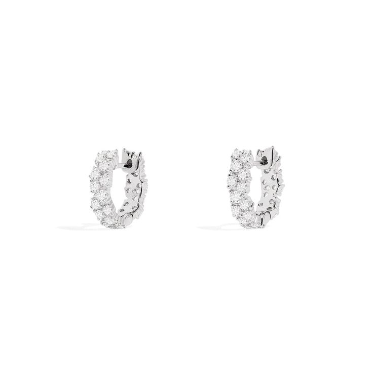 APM Monaco Pavé Huggie Earrings in Silver