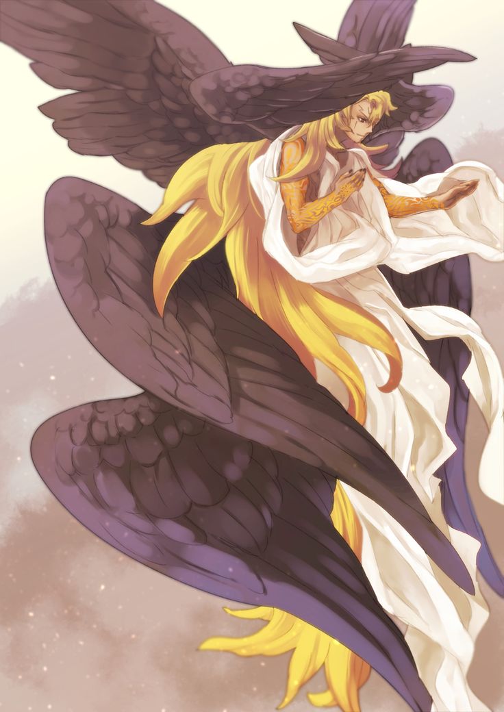 an illustration of a woman with wings on her head and dress flying through the air