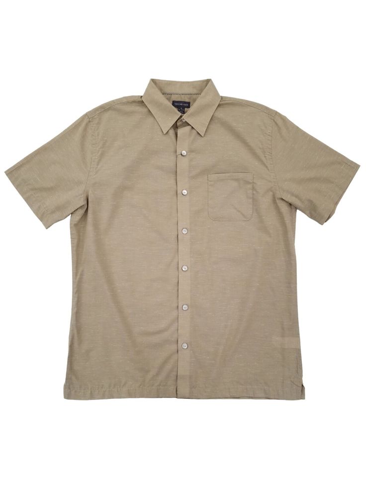 Mens Khaki Chinchilla Classic Fit Air Short Sleeve Button-Down Shirt This Van Heusen Air shirt features moisture wicking technology to help keep you cool and dry while staying active. It has a classic fit and is easy to care for letting you wear it straight from the dryer. Short sleeve button-down shirt Men's sizes Classic fit Moisture wicking Single chest pocket Easy care Material: 65% cotton, 35% polyester Made in Bangladesh Payment We accept PayPal as our payment method. Immediate payment is Beige Camp Collar Shirt With Button Closure, Everyday Shirt With Button Closure And Camp Collar, Classic Shirt With Camp Collar And Button Closure, Classic Shirt With Button Closure And Camp Collar, Beige Cotton Buttoned Camp Shirt, Classic Solid Camp Shirt With Button Closure, Casual Unstructured Beige Shirt, Cotton Camp Shirt With Button Closure And Spread Collar, Brown Cotton Camp Collar Short Sleeve Shirt