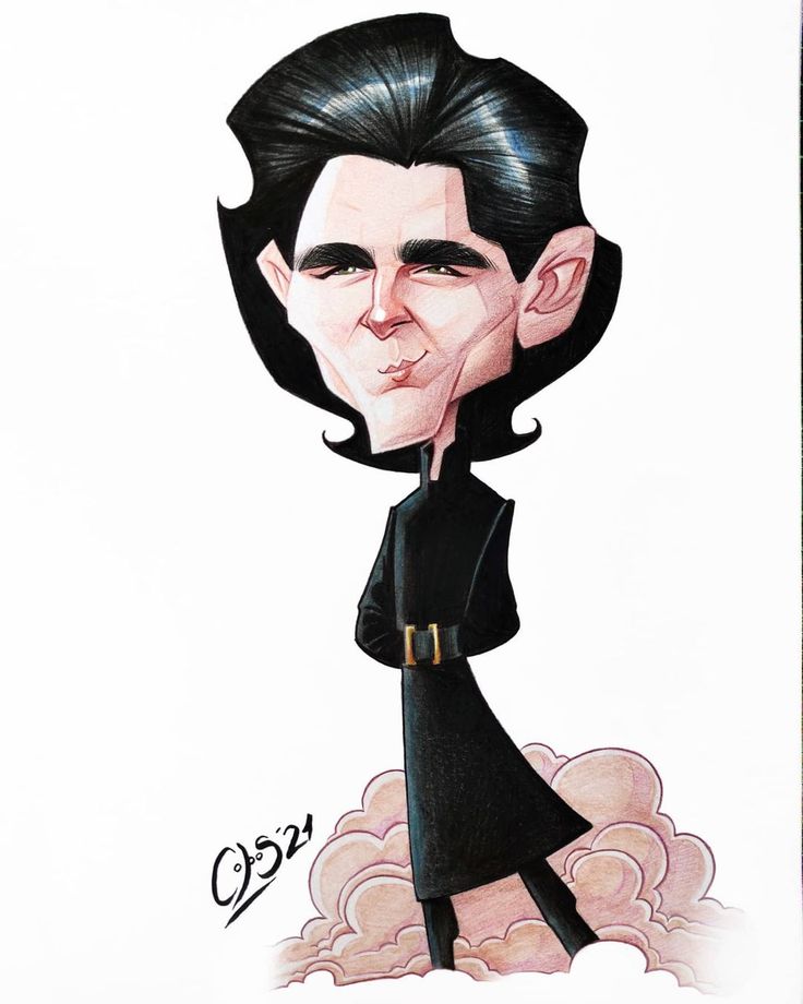 a caricature of a woman with black hair and an evil look on her face