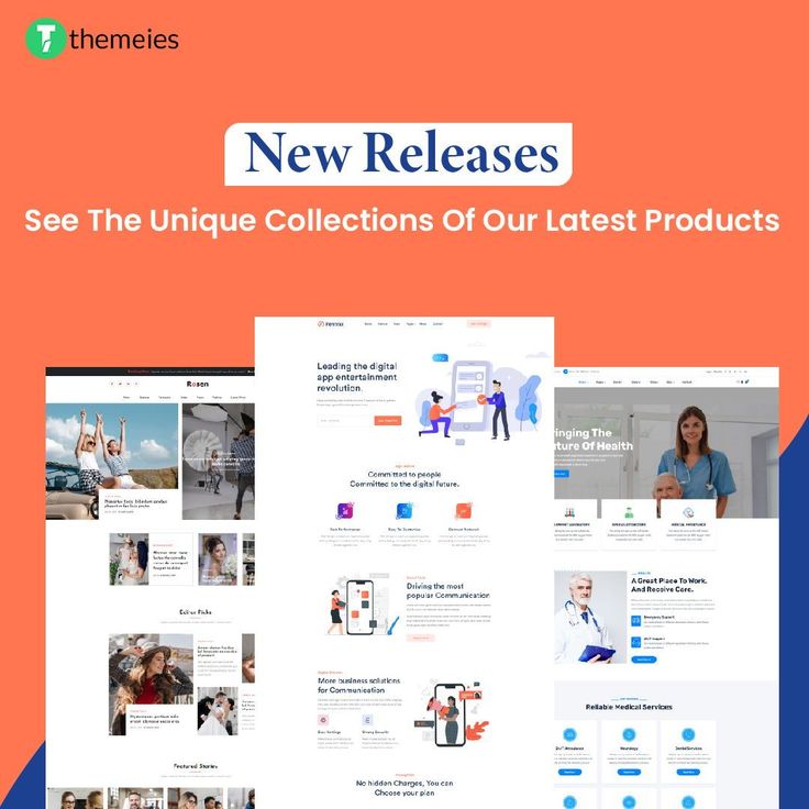 the new releases page is displayed in front of an orange and blue background, with two images