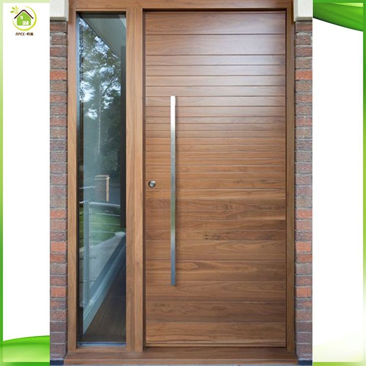 modern wooden door with glass and metal handle