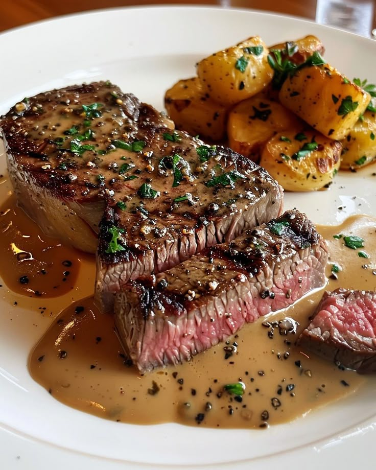 CLASSIC STEAK DIANE 🥩 Ingredients: 4 beef tenderloin steaks (about 6 oz each) 2 tbsp unsalted butter 2 tbsp olive oil 1 small shallot, finely chopped 2 cloves garlic, minced 1/2 cup beef broth 1/4 cup brandy or cognac 1/4 cup heavy cream 2 tsp Dijon mustard 2 tsp Worcestershire sauce 1 tbsp fresh parsley, chopped Salt and black pepper to taste Directions: Step 1: Prepare the Steaks Season the beef tenderloin steaks generously with salt and black pepper on both sides... Beef Tenderloin Steaks, Panda Food, Steak Diane, Food Steak, Tenderloin Steak, Beef Tenderloin, Beef Steak, New Food, Beef Broth