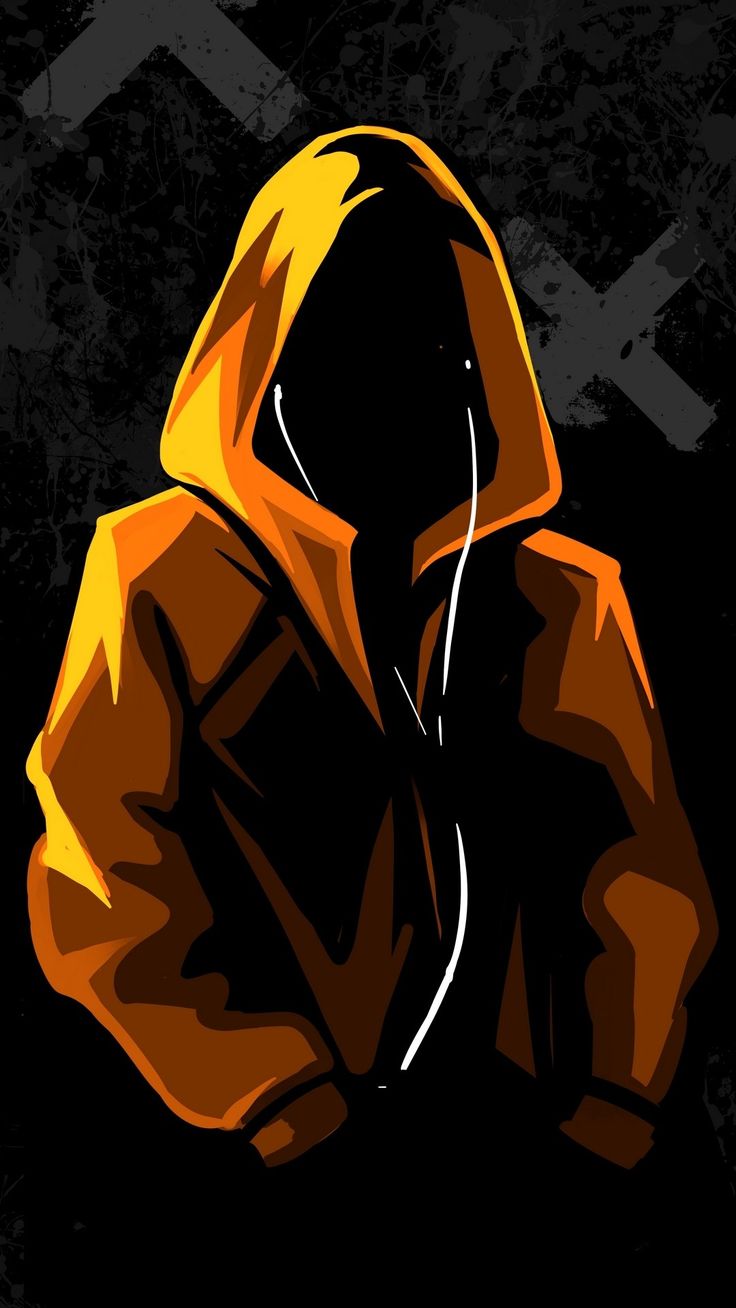 an orange hooded jacket on a black background