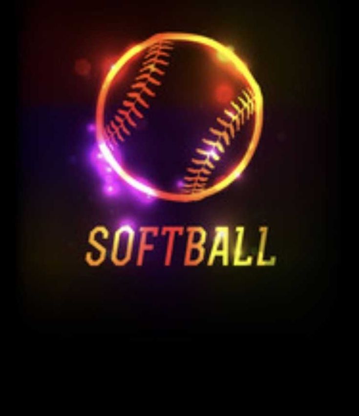 softball ball with neon lights on black background royalty illustration