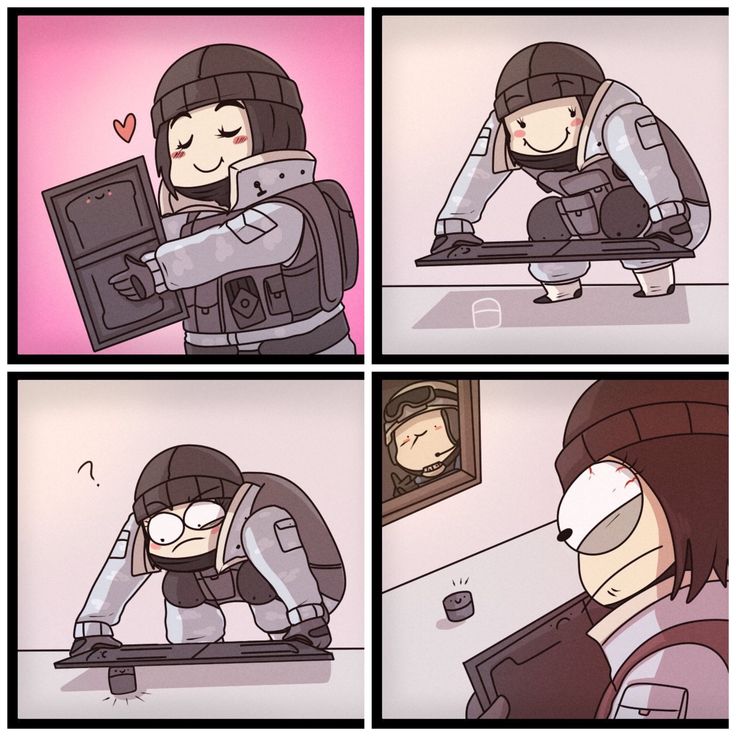 a comic strip with an image of a person wearing a helmet and holding a computer