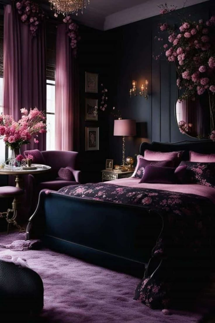 34 Dark Feminine Bedroom Sanctuary Ideas in 2024 | Bedroom interior ...